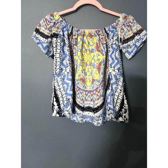 Renee C. Made in USA Off the Shoulder Multicolor Summer Boho Top Womens Small - Picture 3 of 8